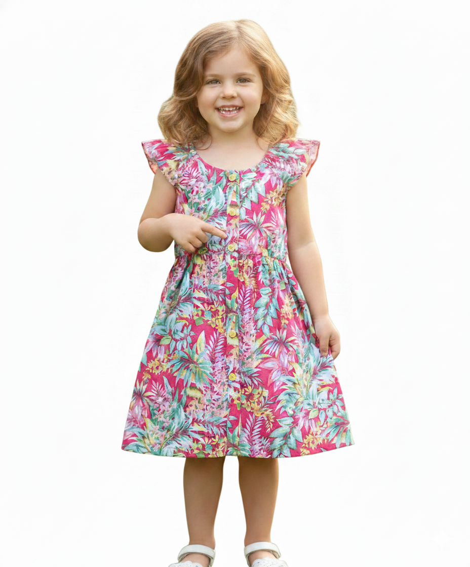 Tropical Rayon Floral Dress (2-4), (5-8) $6.00 Per Piece. DR2120