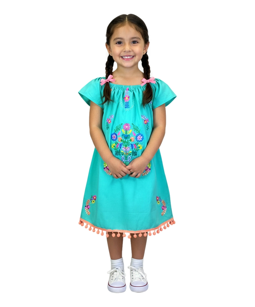 Rayon Mint Embroidered Flower Dress (12M-24M) $9.50 (2-4) $10.00 And (5-8) $10.00 Per Piece. DR2141