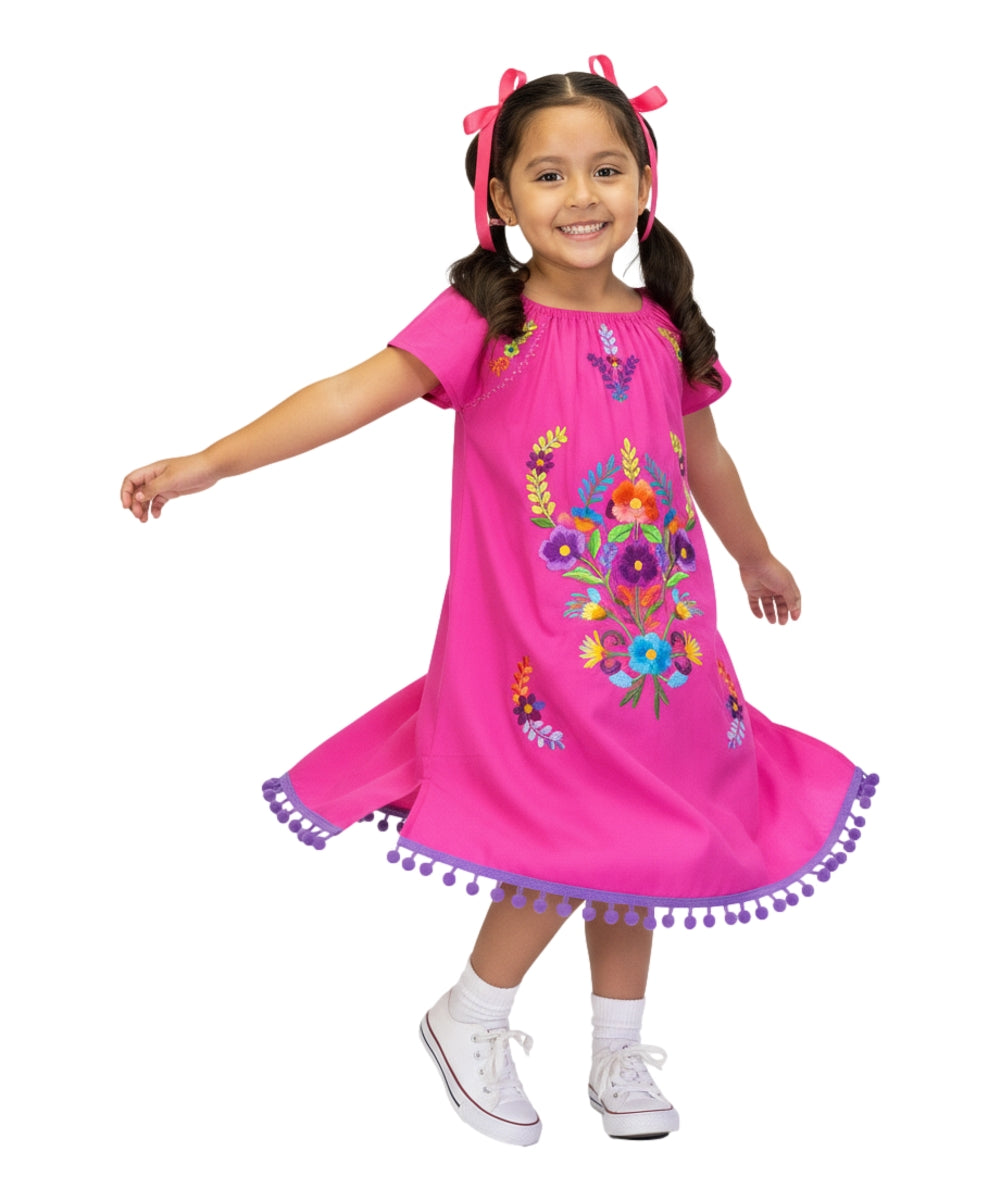 Pink Embroidered Flower Dress (12M-24M) $9.50 (2-4) $10.00 And (5-8) $10.00 Per Piece.DR2141