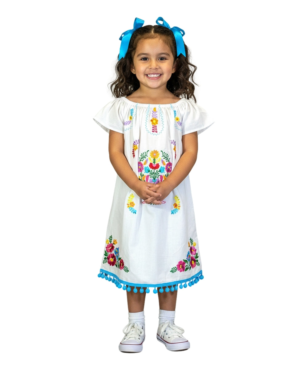 White Embroidered Flower Dress (12M-24M) $9.50 (2-4) $10.00 And (5-8) $10.00 Per Piece