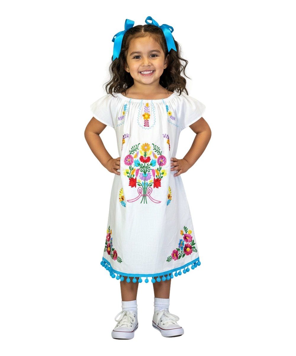 White Embroidered Flower Dress (12M-24M) $9.50 (2-4) $10.00 And (5-8) $10.00 Per Piece