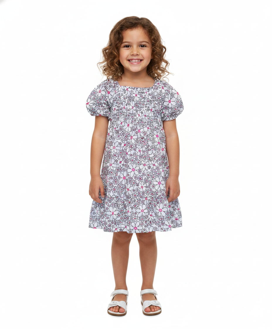 Girl Lined Chiffon Multi Tier Short Sleeve Dress (2-4), (5-8) $6.00 Per Piece. DR2234