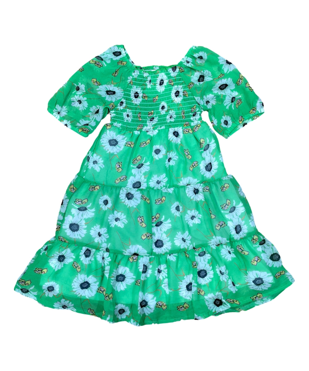 Girl Lined Chiffon Multi Tier Short Sleeve Dress (2-4), (5-8) $6.00 Per Piece. DR2234