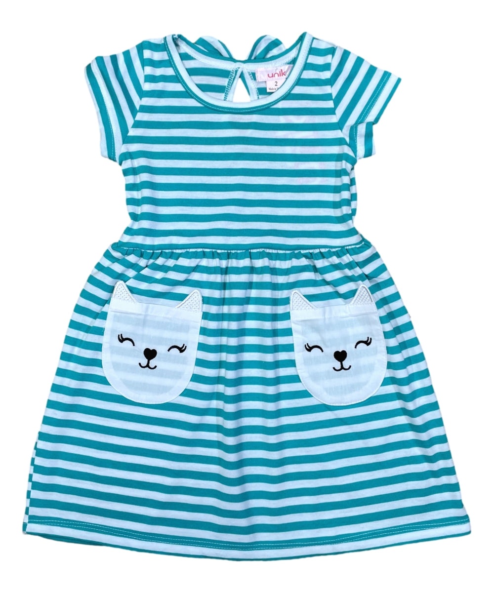 Stripe Kitty Cat Pocket Dress 2-4, 5-8, 10-14  $6 Per Piece. DR2236