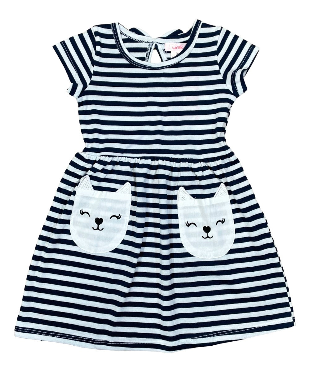 Stripe Kitty Cat Pocket Dress 2-4, 5-8, 10-14  $6 Per Piece. DR2236