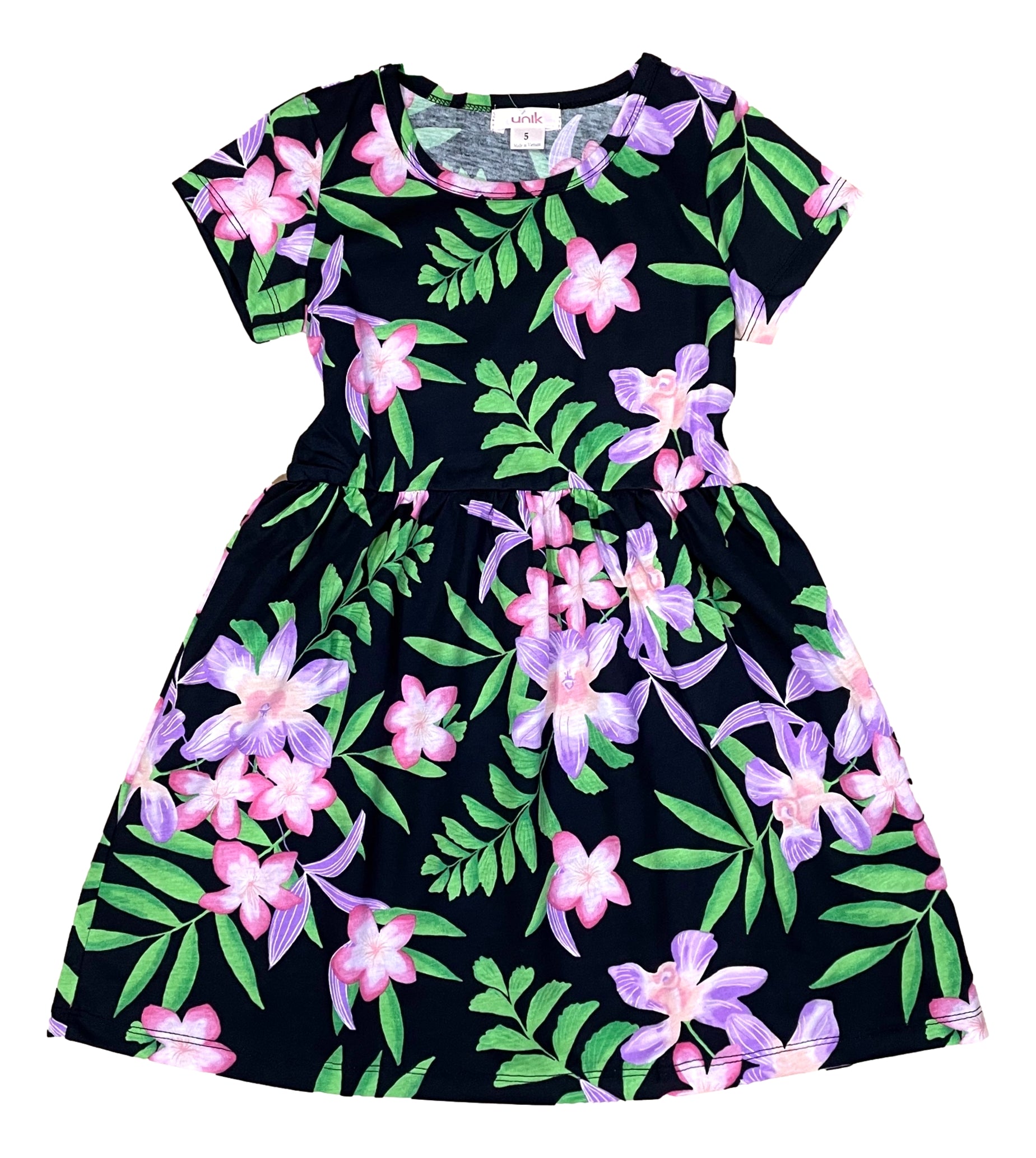 Tropical Fun Floral Cotton Dress (2-4),  (5-8) $6.00 Per Piece. DR2237