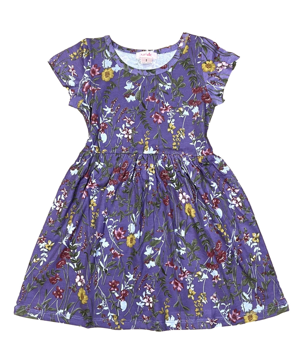 Tropical Fun Floral Cotton Dress (2-4),  (5-8) $6.00 Per Piece. DR2237
