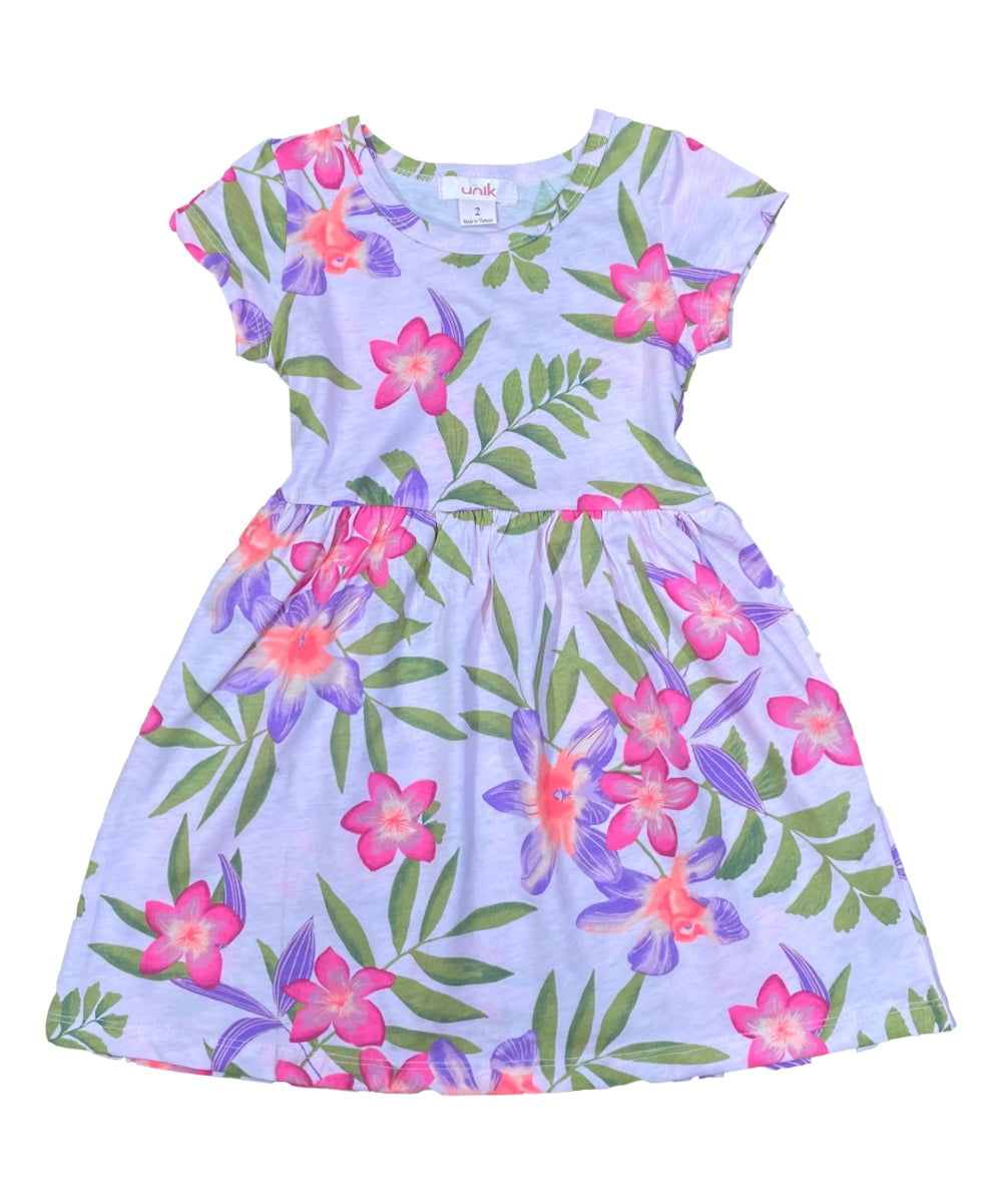 Tropical Fun Floral Cotton Dress (2-4),  (5-8) $6.00 Per Piece. DR2237