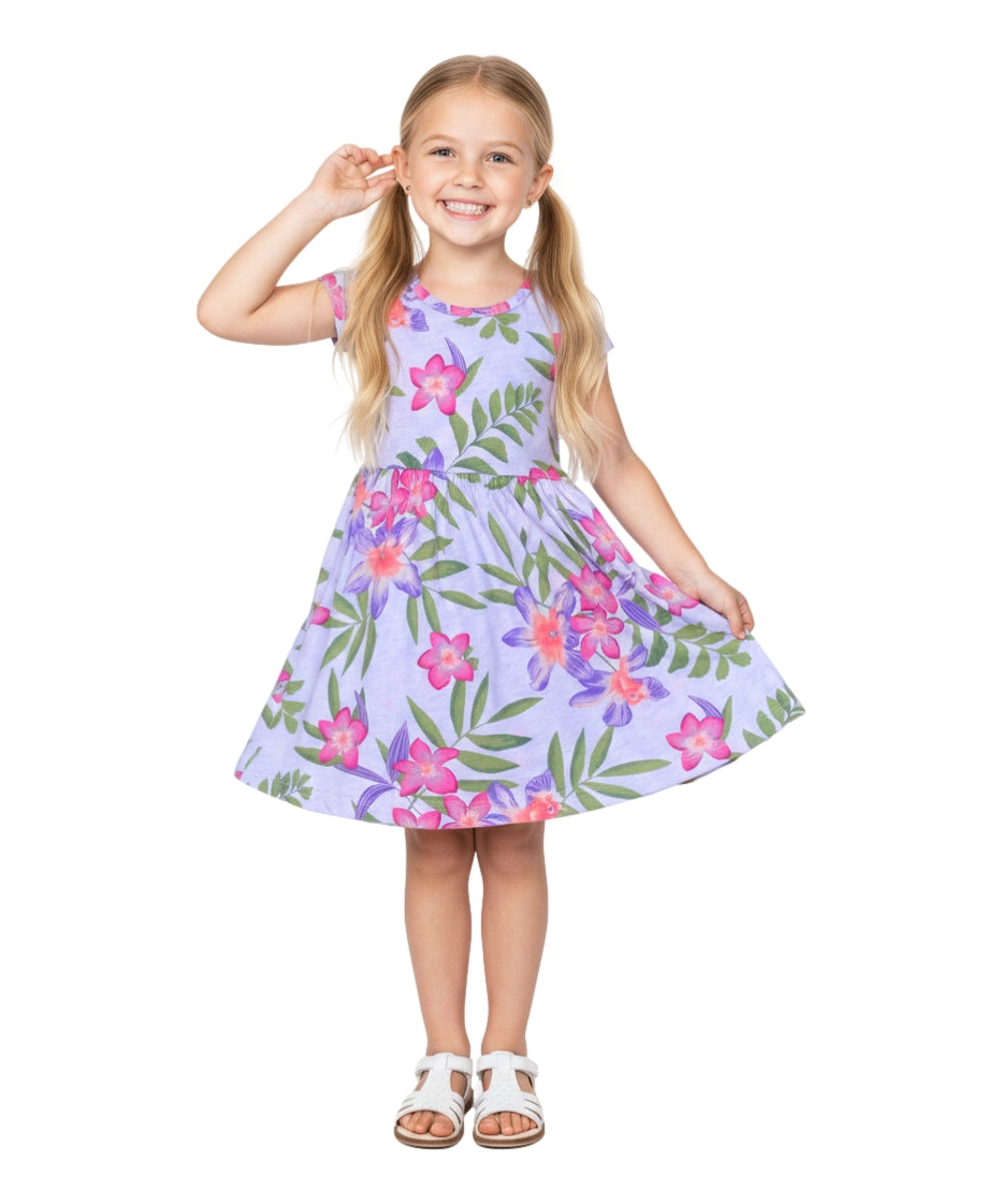 Tropical Fun Floral Cotton Dress (2-4),  (5-8) $6.00 Per Piece. DR2237