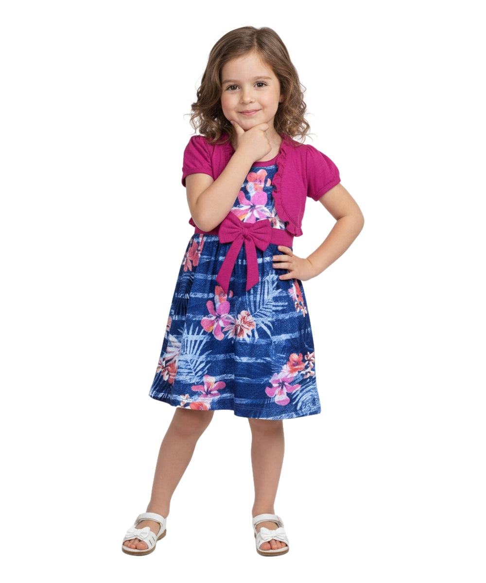 Cotton Tropical Dress with Removable Cardigan.  Size (12m-24m), (2-4), (5-8) $6 per unit. DR2238