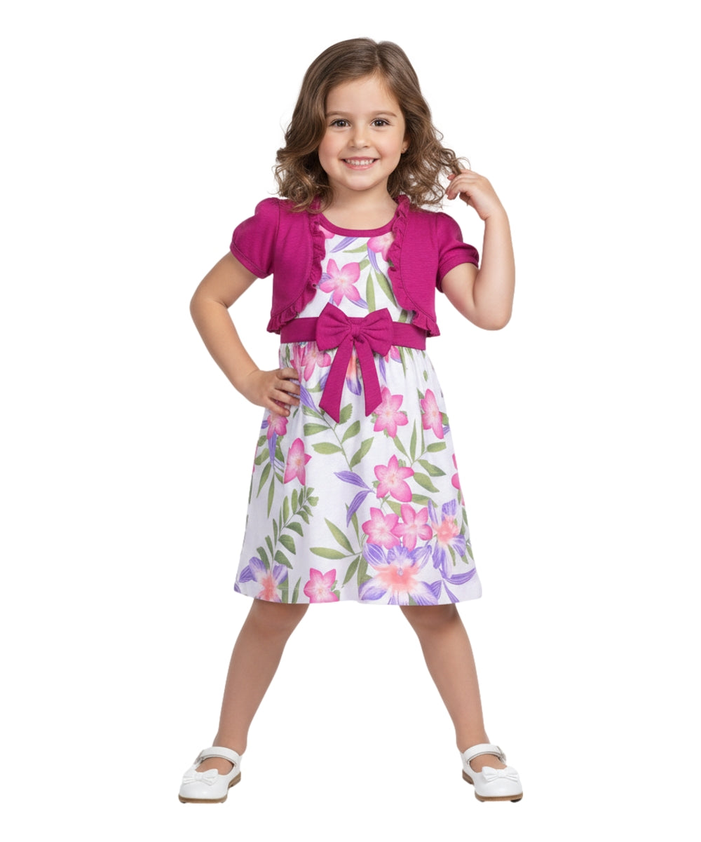 Cotton Tropical Dress with Removable Cardigan.  Size (12m-24m), (2-4), (5-8) $6 per unit. DR2238