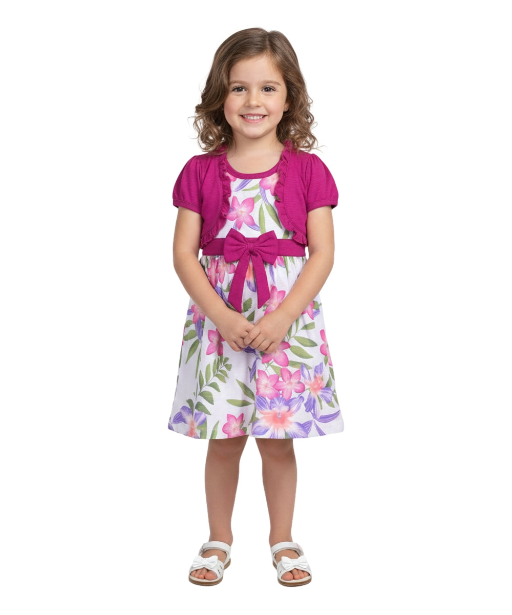 Cotton Tropical Dress with Removable Cardigan.  Size (12m-24m), (2-4), (5-8) $6 per unit. DR2238
