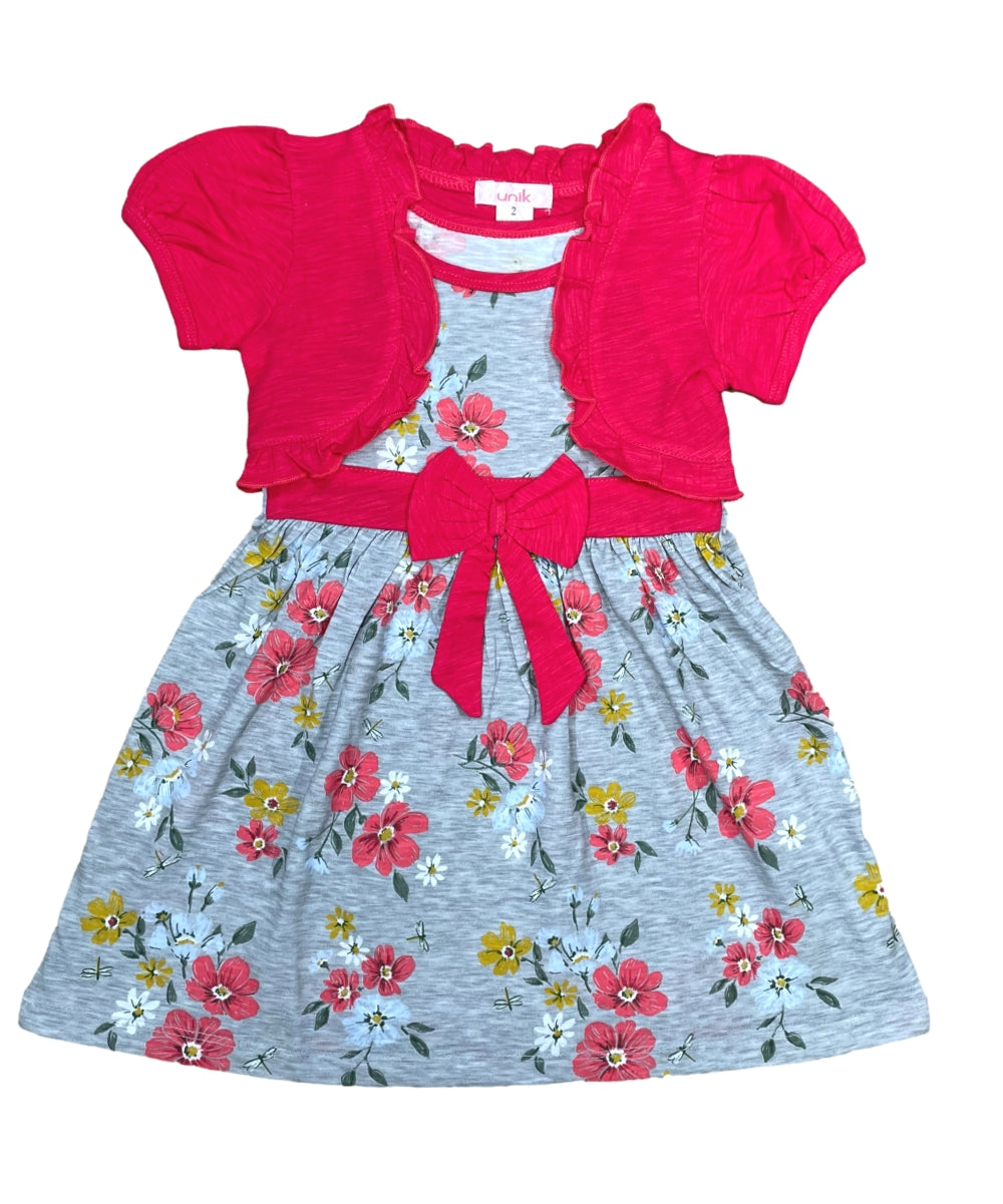 Cotton Tropical Dress with Removable Cardigan.  Size (12m-24m), (2-4), (5-8) $6 per unit. DR2238