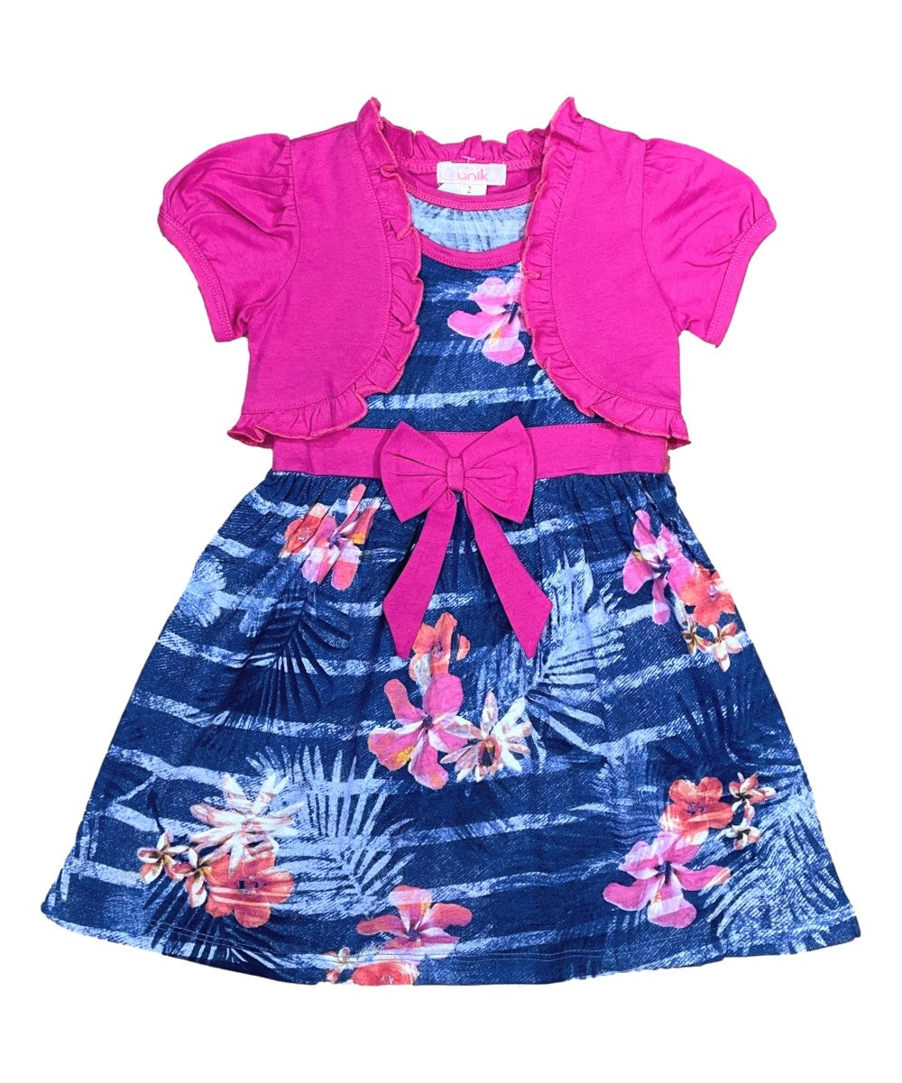 Cotton Tropical Dress with Removable Cardigan.  Size (12m-24m), (2-4), (5-8) $6 per unit. DR2238