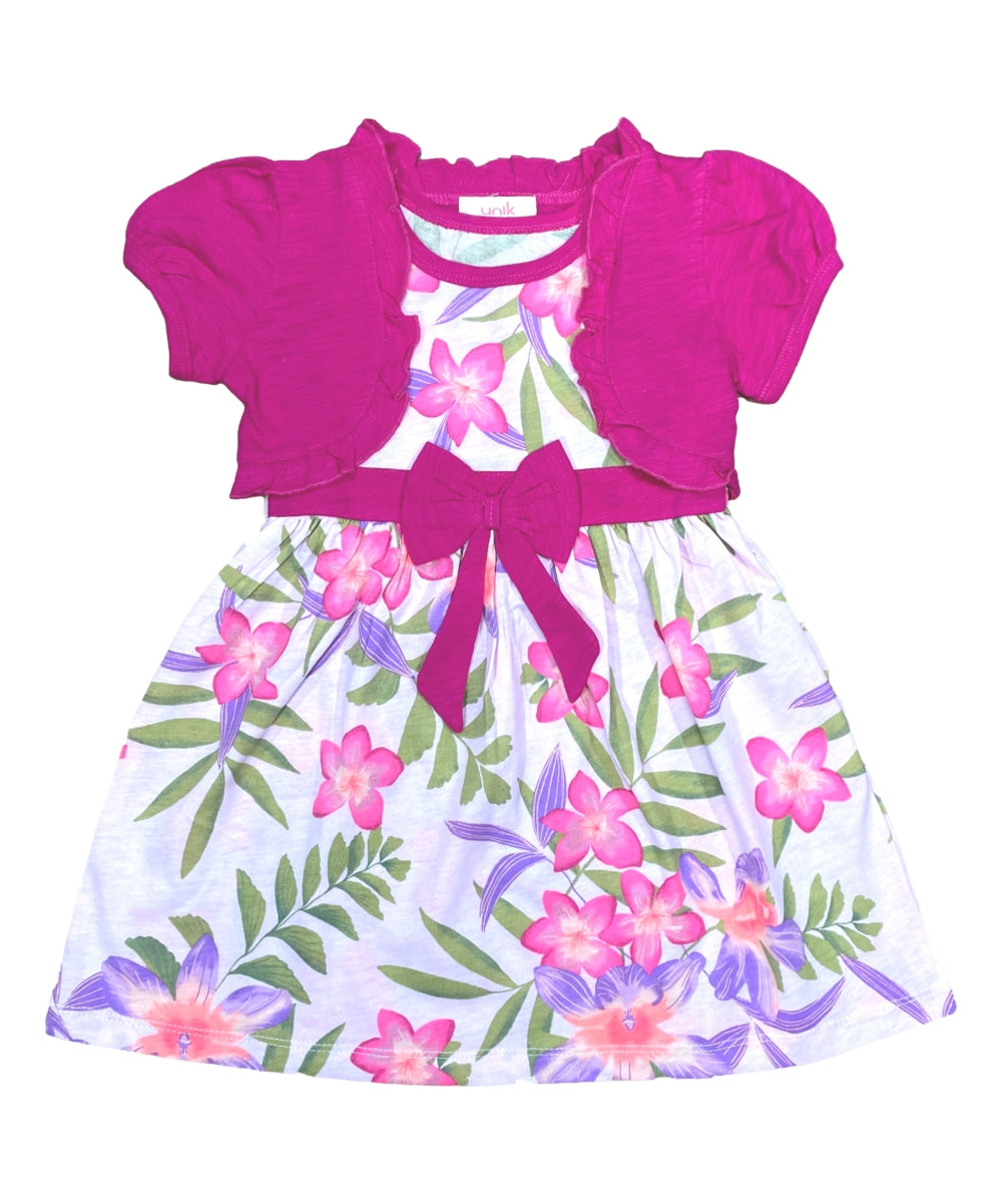 Cotton Tropical Dress with Removable Cardigan.  Size (12m-24m), (2-4), (5-8) $6 per unit. DR2238