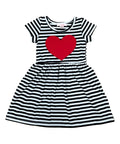 Modern Black Stripe Dress with Heart Applique 2-4, 5-8, $6 per piece. DR2241