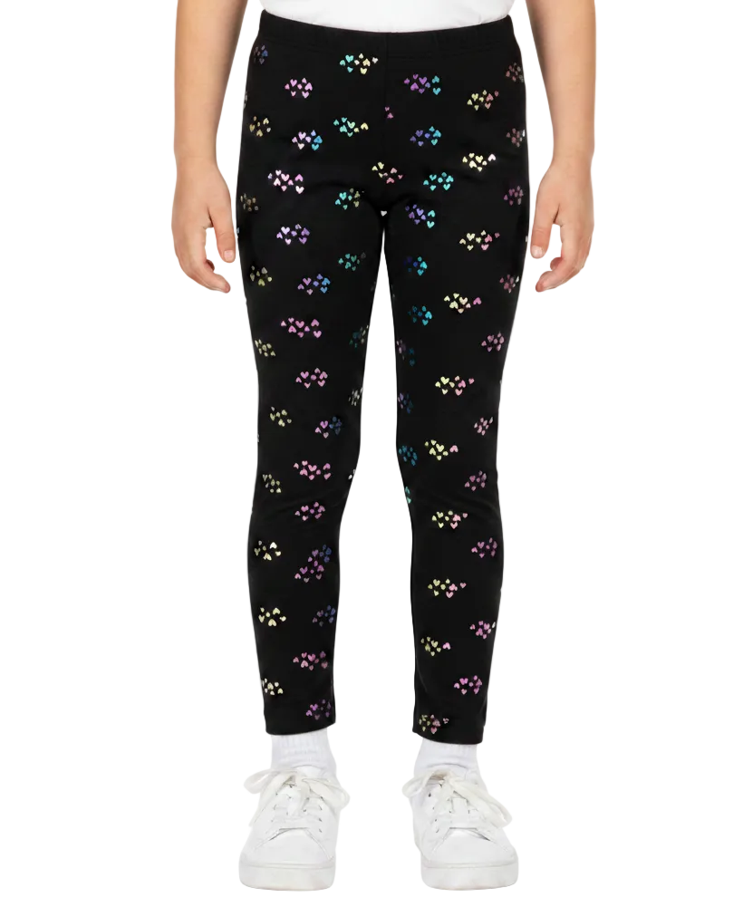 Cotton Girl Leggings - Black Hearts (2-12) $3.25 Per Piece GB700