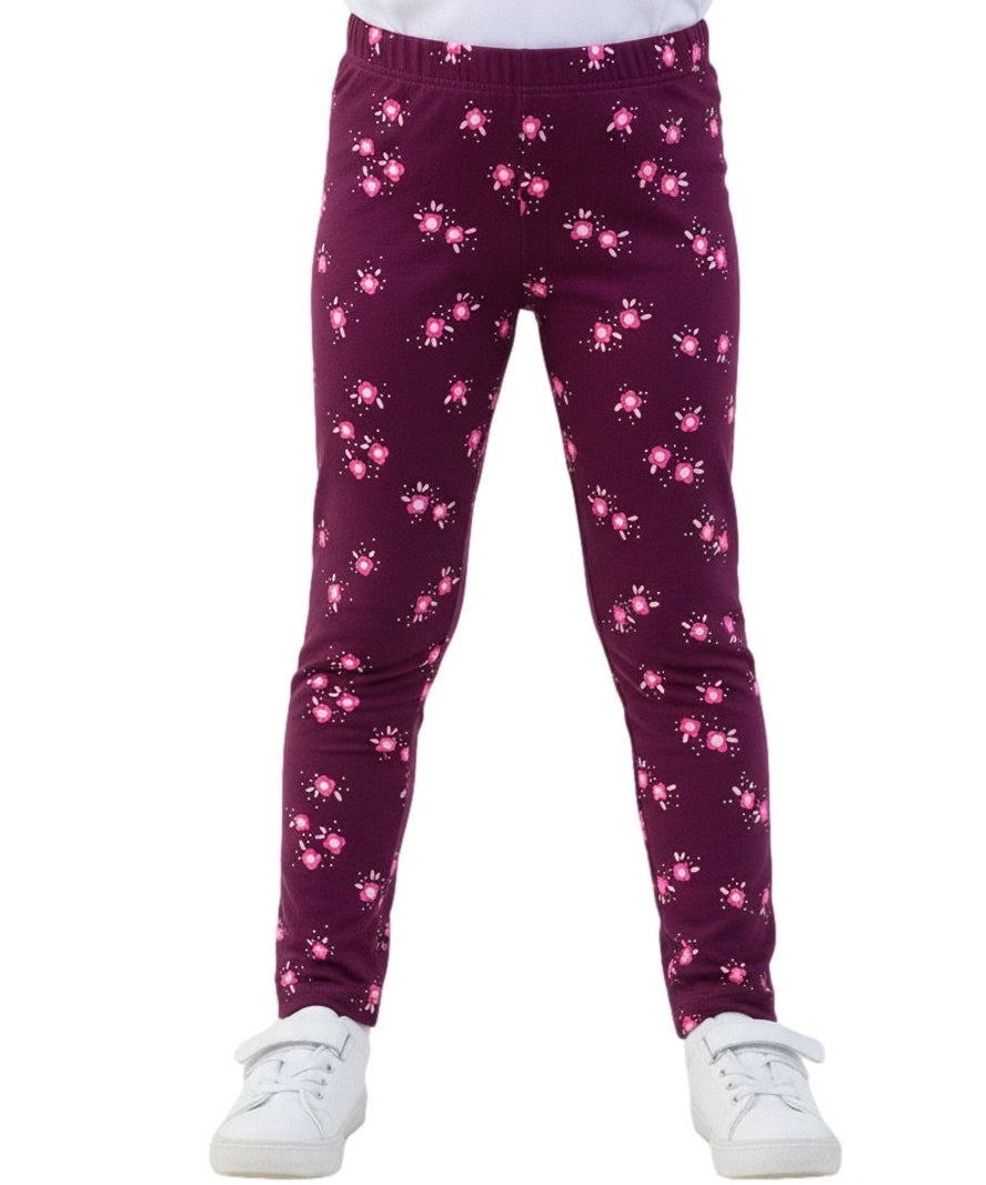 Girl Cotton Leggings - Maroon Floral (2-12) $3.25 Per piece GB700