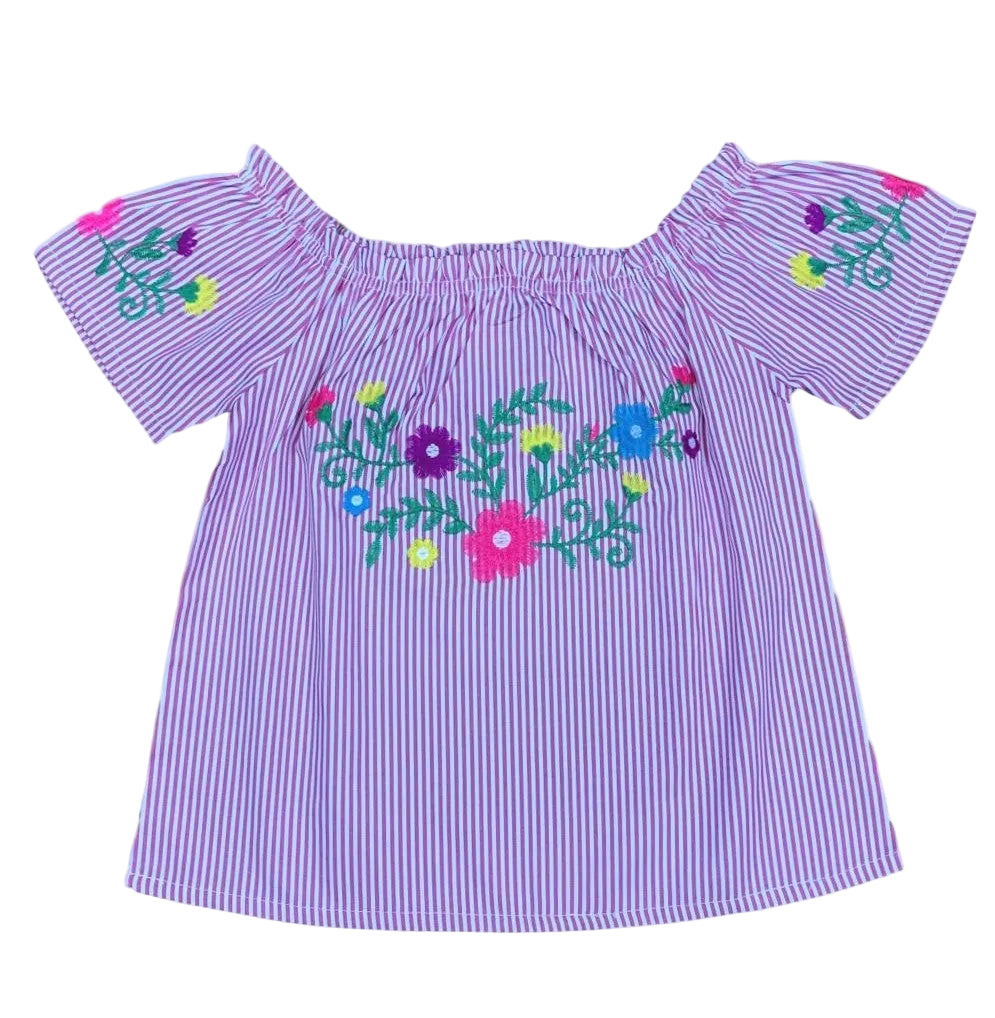 Girl Off The Shoulder Embroidered Blouse - Pink 2-12 (6 Pack) $4.00 per piece GB710