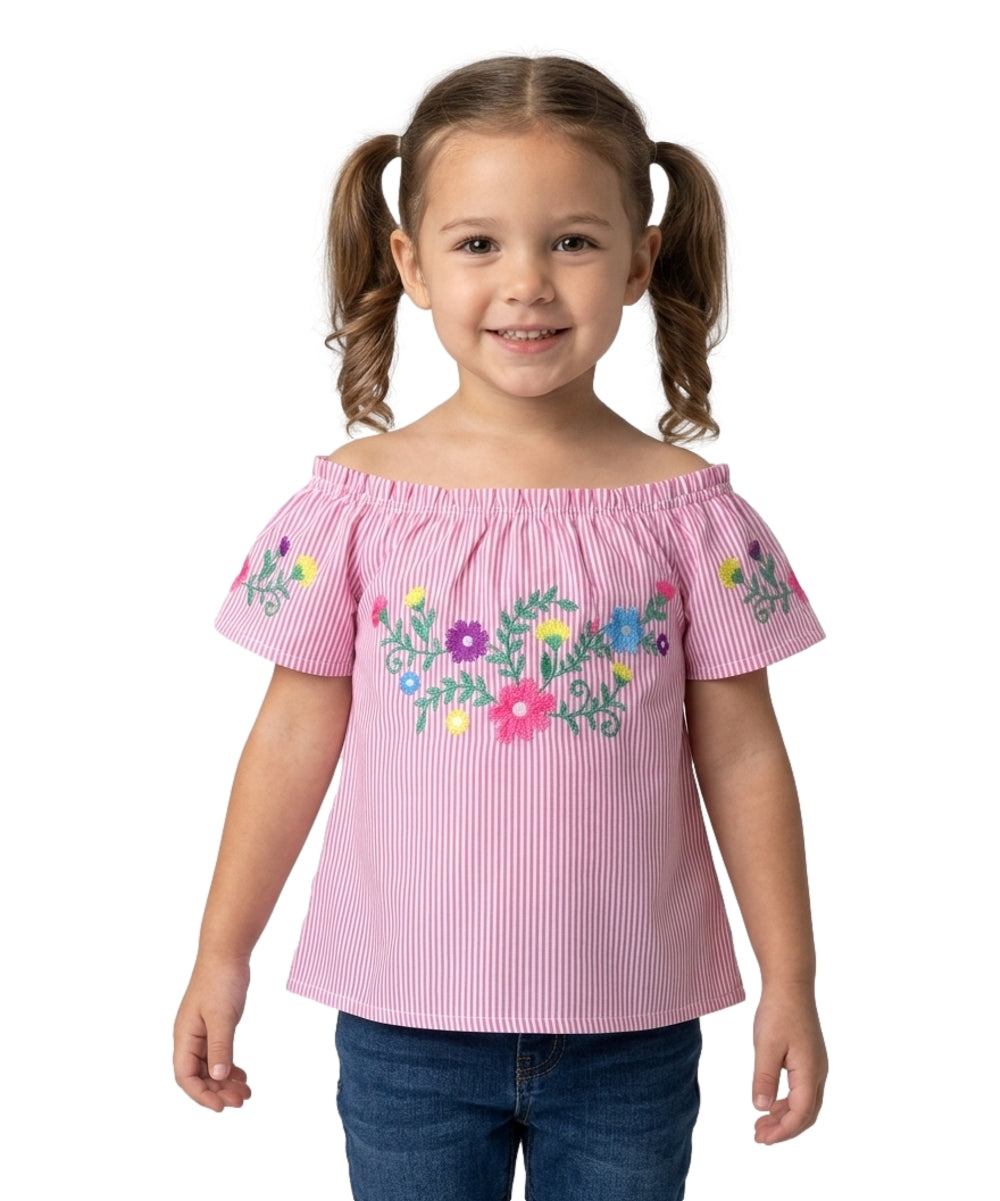 Girl Off The Shoulder Embroidered Blouse - Pink 2-12 (6 Pack) $4.00 per piece GB710