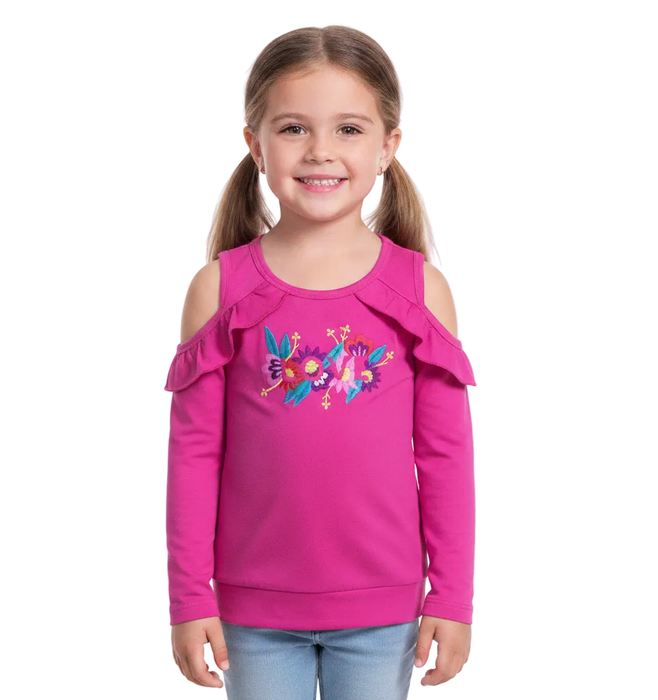Girl Cold-Shoulder Long-Sleeve Top - Pink 2-12 (6 Pack) $4.00 per piece GB722