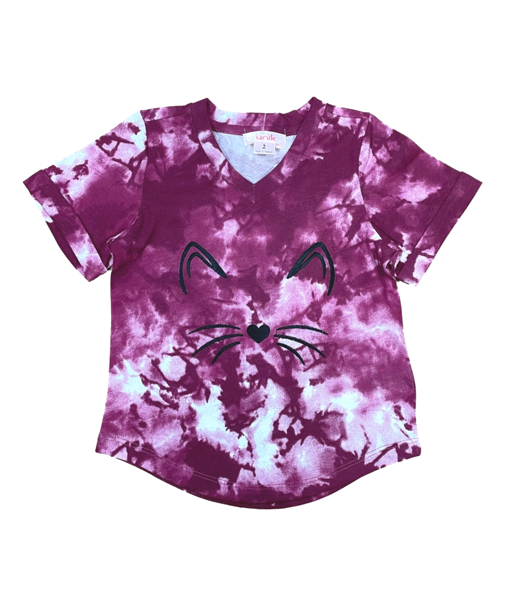 Girl Kitty Whiskers V-Neck Shirt - Rosewood TD  2-12 (6 Pack)  $4.00 per piece BG725