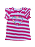 Girl Embroidered Floral Heart on Stripes Top - Pink 2-12 (6 Pack) $3.50 per piece. GB726