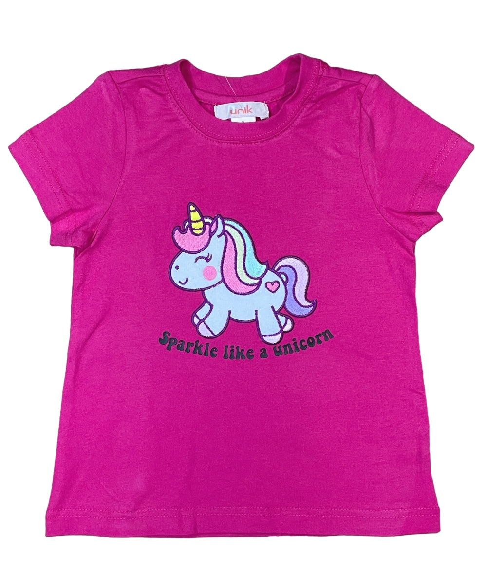 Unik Girl Sparkle Like a Unicorn Cotton Top Size 2-12 ( pack of 6)  $3.50 per piece. GB740
