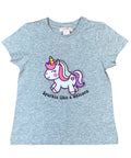 Girl Sparkle Like a Unicorn Cotton Top - L. Grey Size 2-12 (6 Pack)  $3.50 per piece. GB740