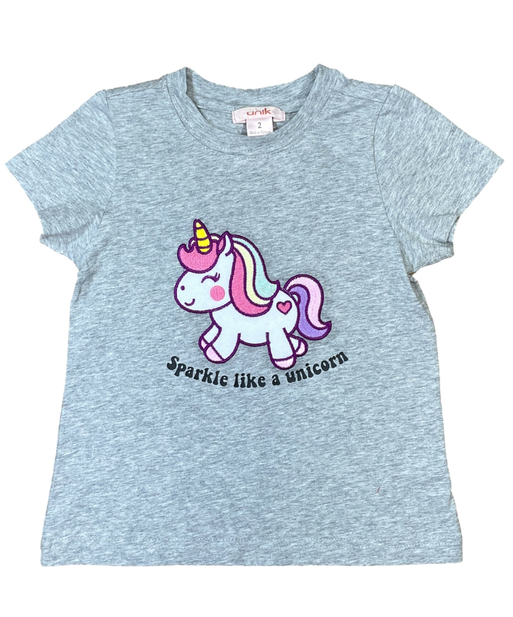 Unik Girl Sparkle Like a Unicorn Cotton Top Size 2-12 ( pack of 6)  $3.50 per piece. GB740
