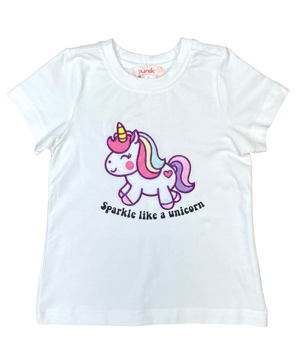 Unik Girl Sparkle Like a Unicorn Cotton Top Size 2-12 ( pack of 6)  $3.50 per piece. GB740