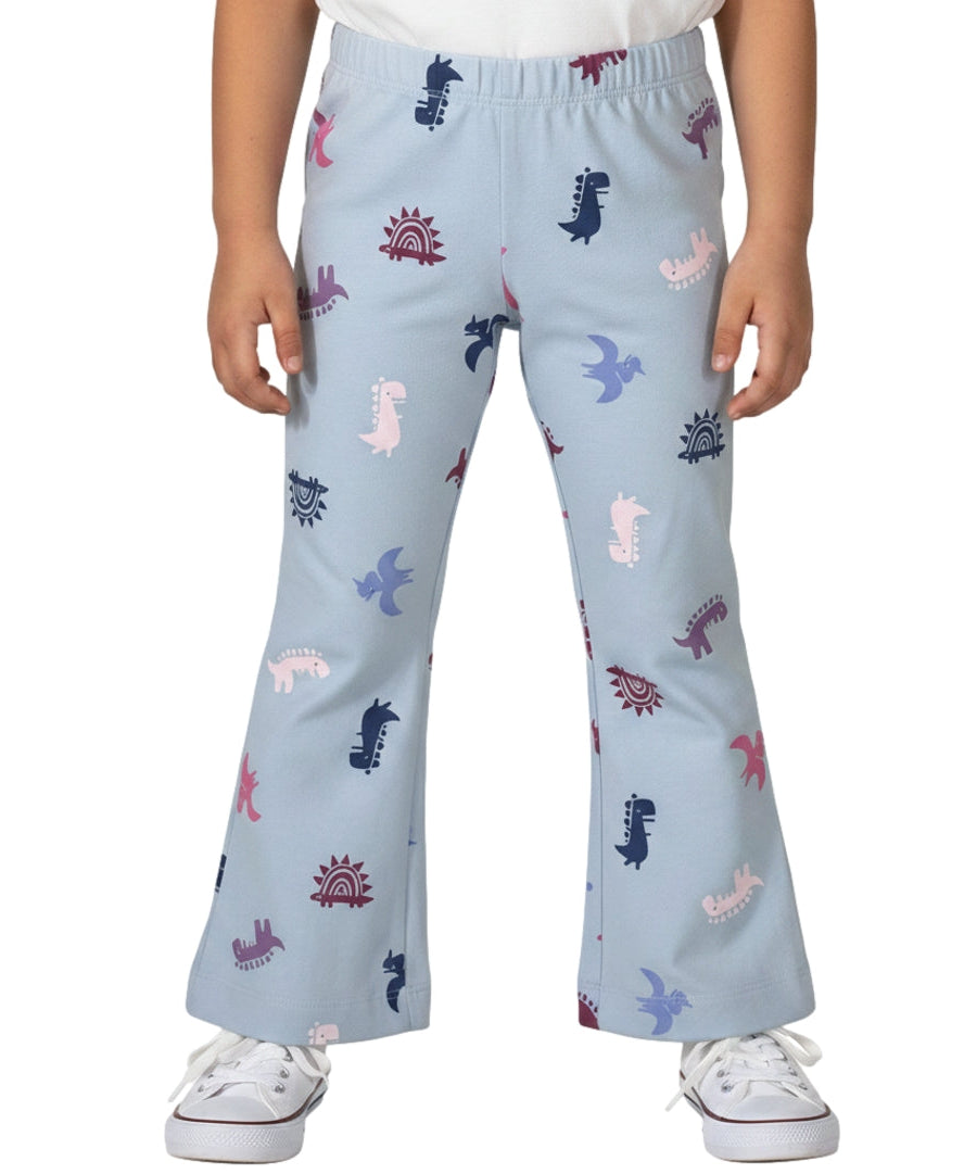 Girl Flare Cotton Leggings - Aqua Dino  (2-12) $4.00 Per piece GB800