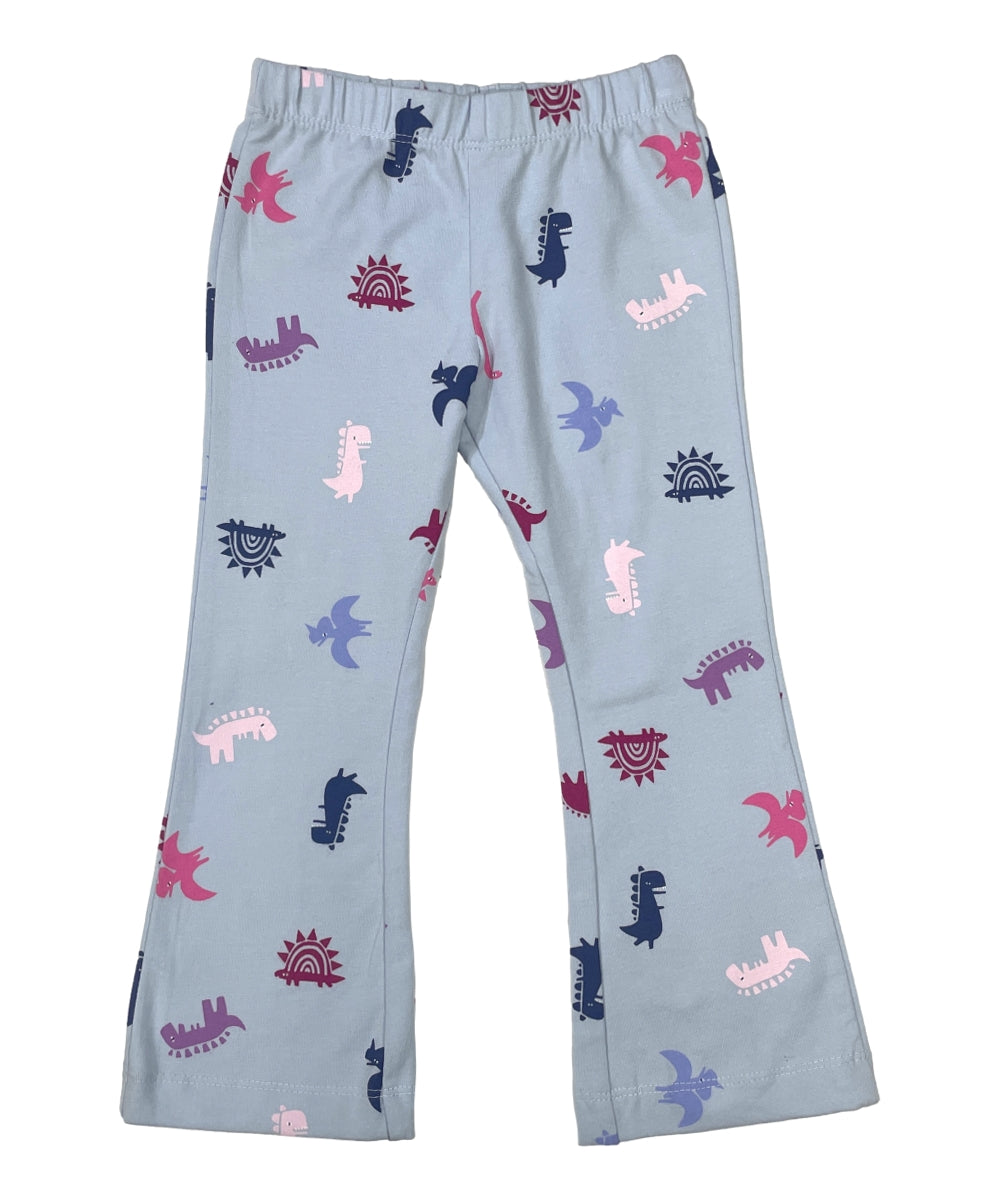 Girl Flare Cotton Leggings - Aqua Dino  (2-12) $4.00 Per piece GB800