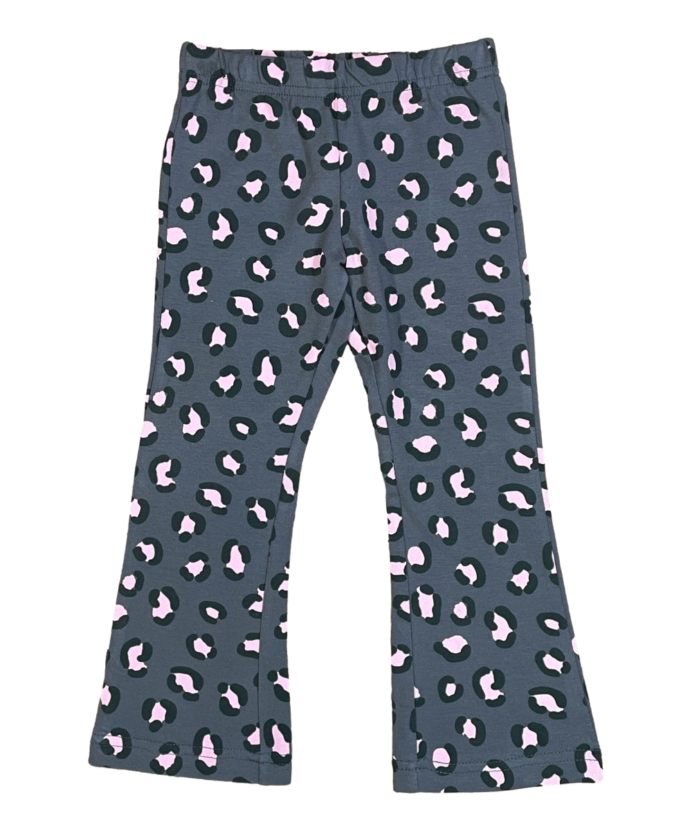 Girl Flare Cotton Leggings - Grey Leopard  (2-12) $4.00 Per piece GB800