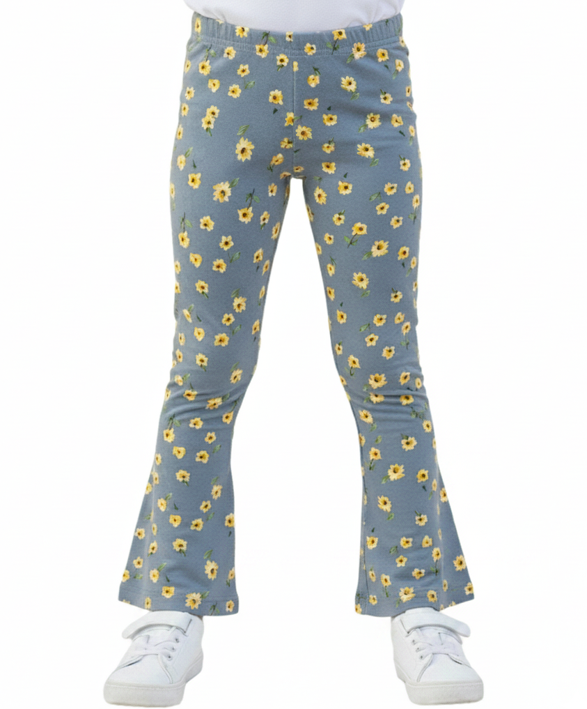 Girl Flare Cotton Leggings - Yellow Daisy  (2-12) $4.00 Per piece GB800