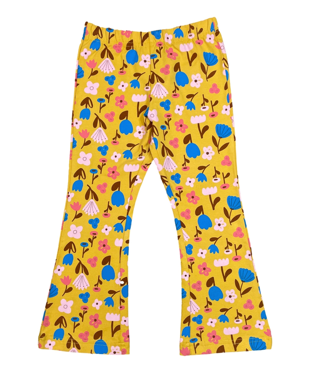Girl Flare Cotton Leggings - Yellow Floral  (2-12) $4.00 Per piece GB800