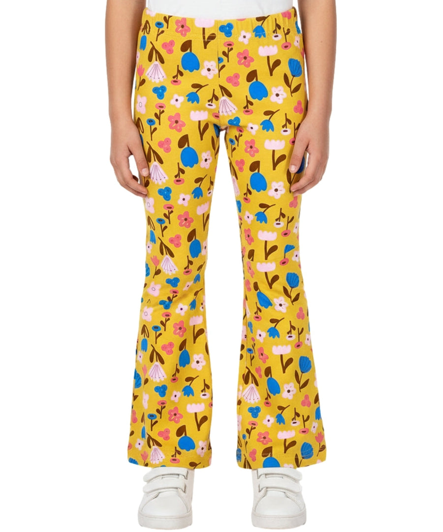 Girl Flare Cotton Leggings - Yellow Floral  (2-12) $4.00 Per piece GB800