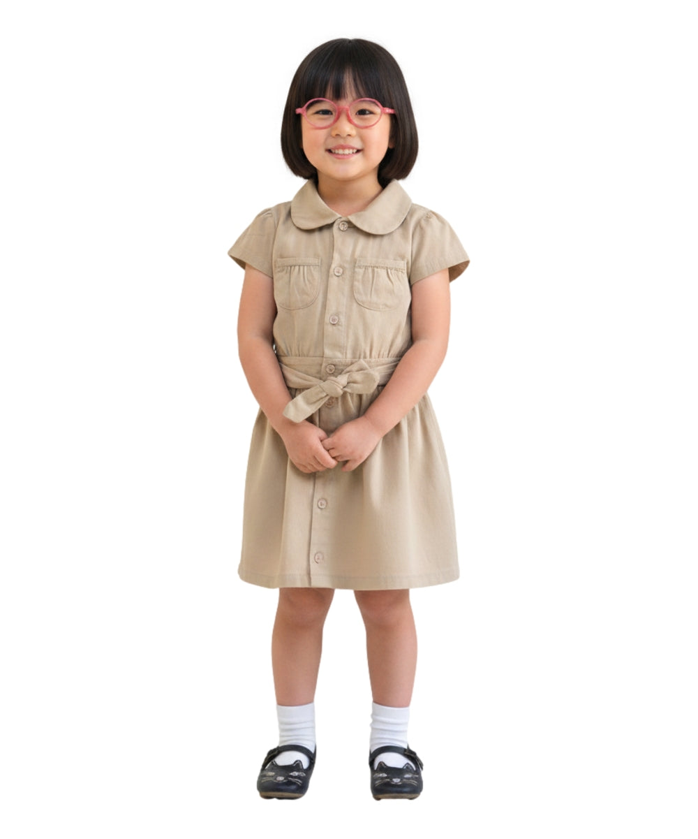 Girl Safari Uniform Dress Navy, Khaki (4-12) $9.50 Per Piece GDU1775