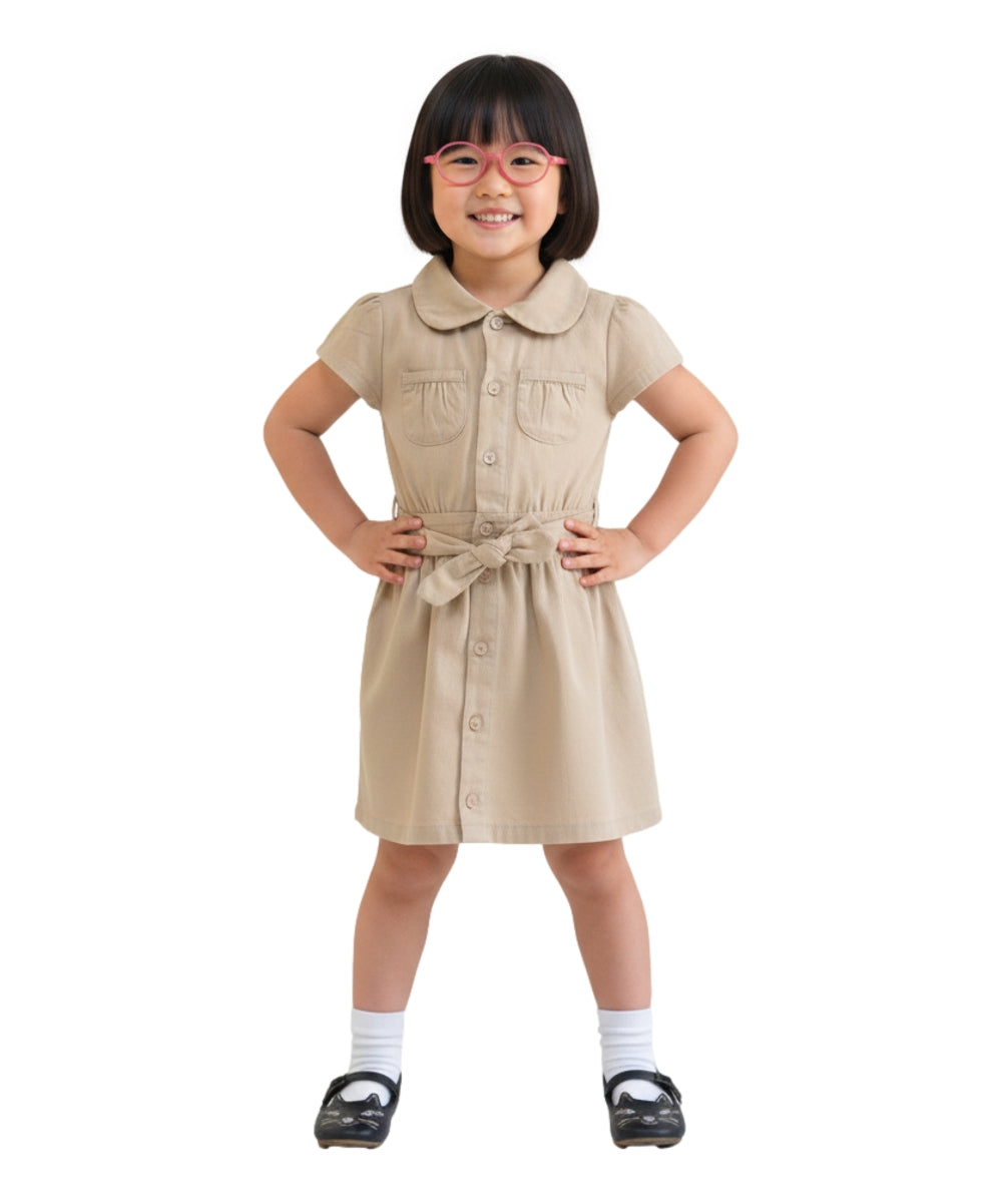Girl Safari Uniform Dress Navy, Khaki (4-12) $9.50 Per Piece GDU1775
