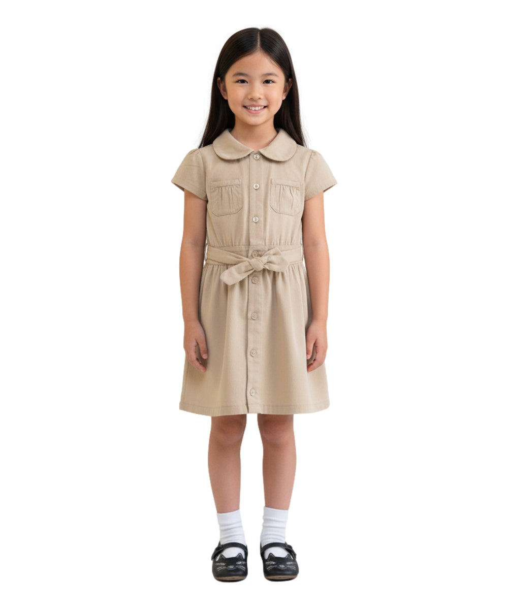 Girl Safari Uniform Dress Khaki (4-12) $9.50 Per Piece GDU1775