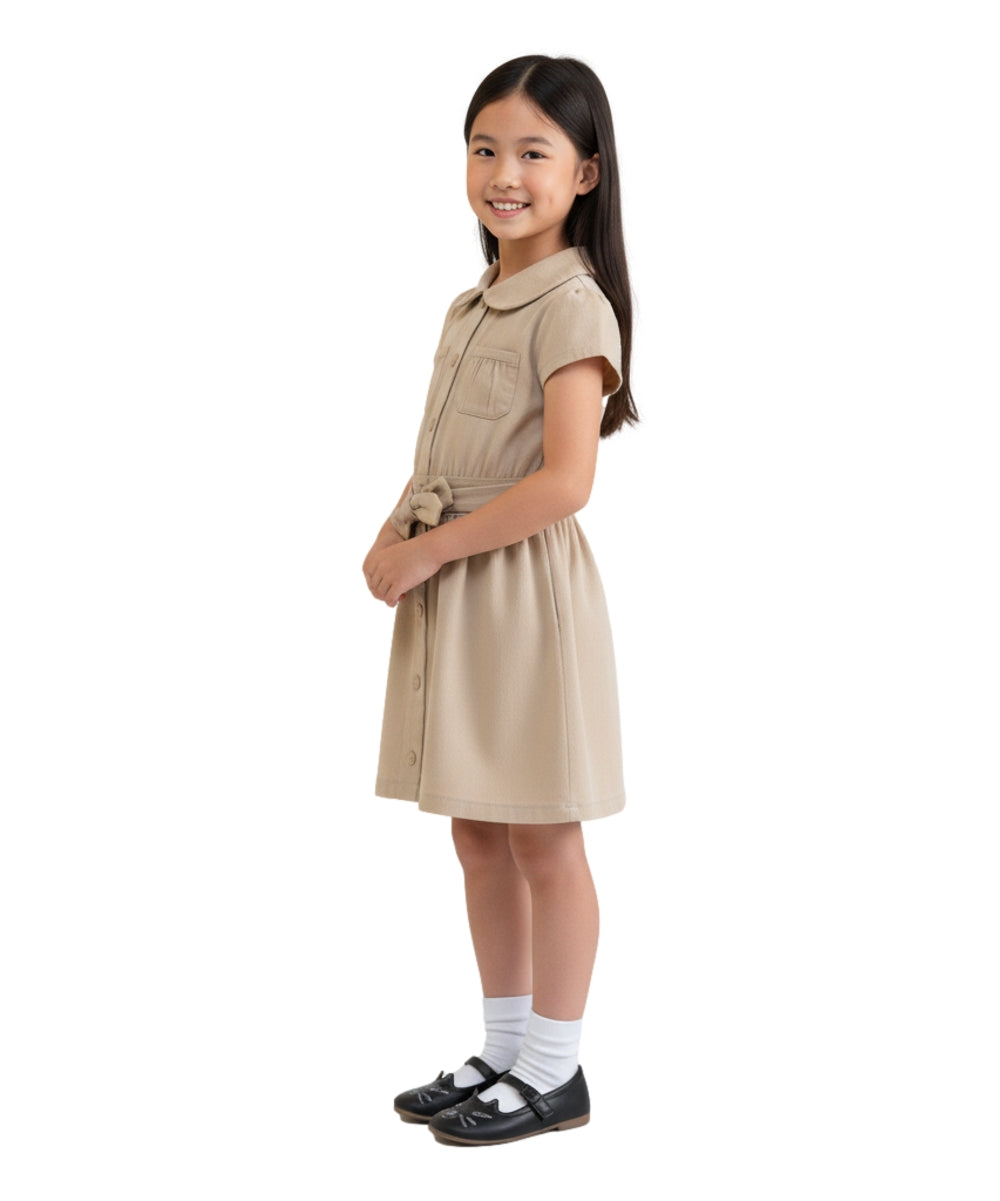 Girl Safari Uniform Dress Khaki (4-12) $9.50 Per Piece GDU1775