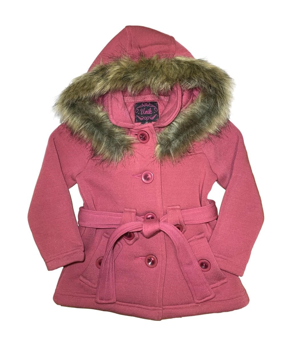 Girl Fleece Coat With Belt And Removable Fur Hood - Plum (2-4) $10.50 & (S-XL) $11.50