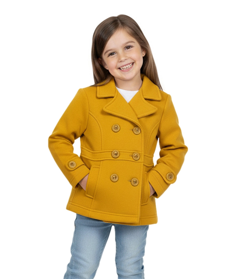 Girl Fleece Pea Coat With Buttons - Honey  (2-4) $9.50 and (S-XL) $10.50 Per Piece. GJ16107