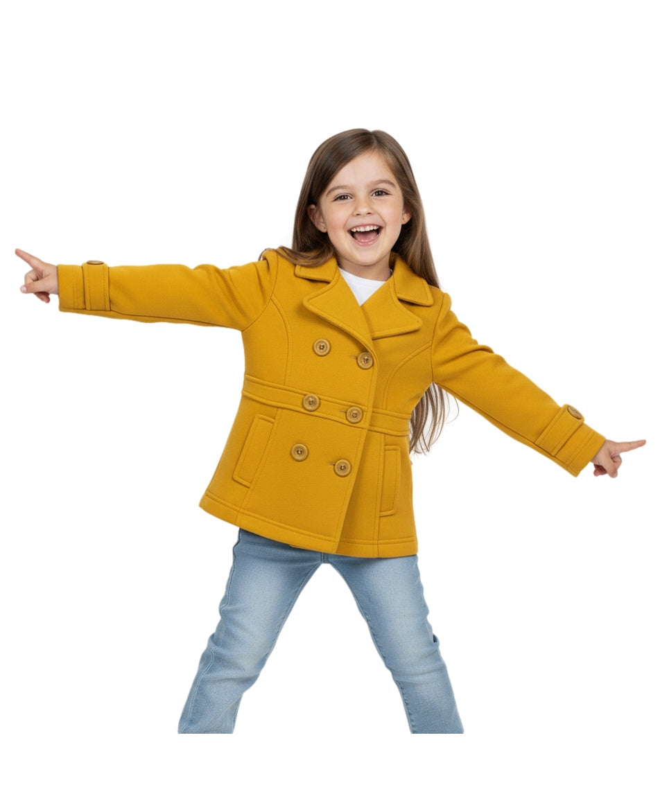 Girl Fleece Pea Coat With Buttons - Honey  (2-4) $9.50 and (S-XL) $10.50 Per Piece. GJ16107
