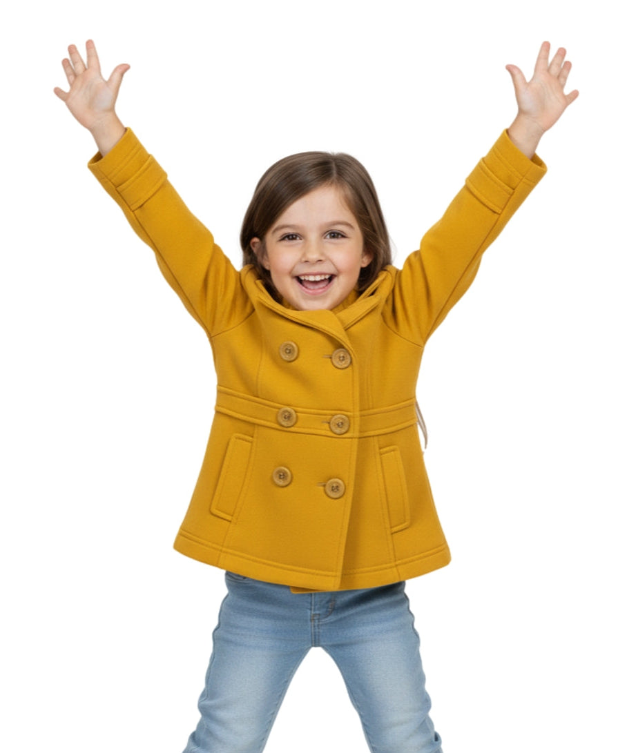 Girl Fleece Pea Coat With Buttons - Honey  (2-4) $9.50 and (S-XL) $10.50 Per Piece. GJ16107