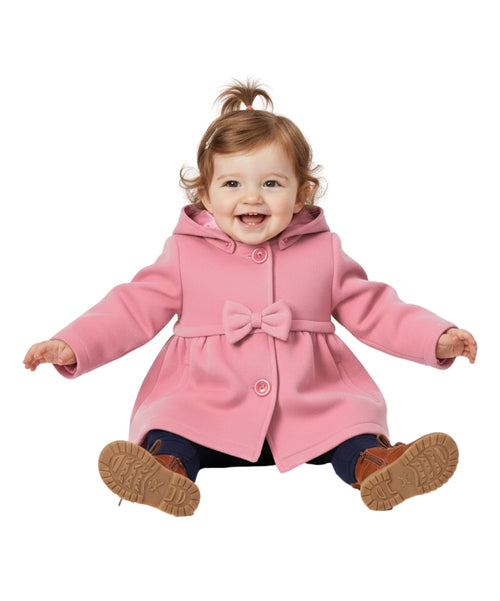 Baby & Toddler Pea Coat with Bow And Removable Hood - Rose (12M-24M) $9.00  (2-4) $9.50 Per Piece