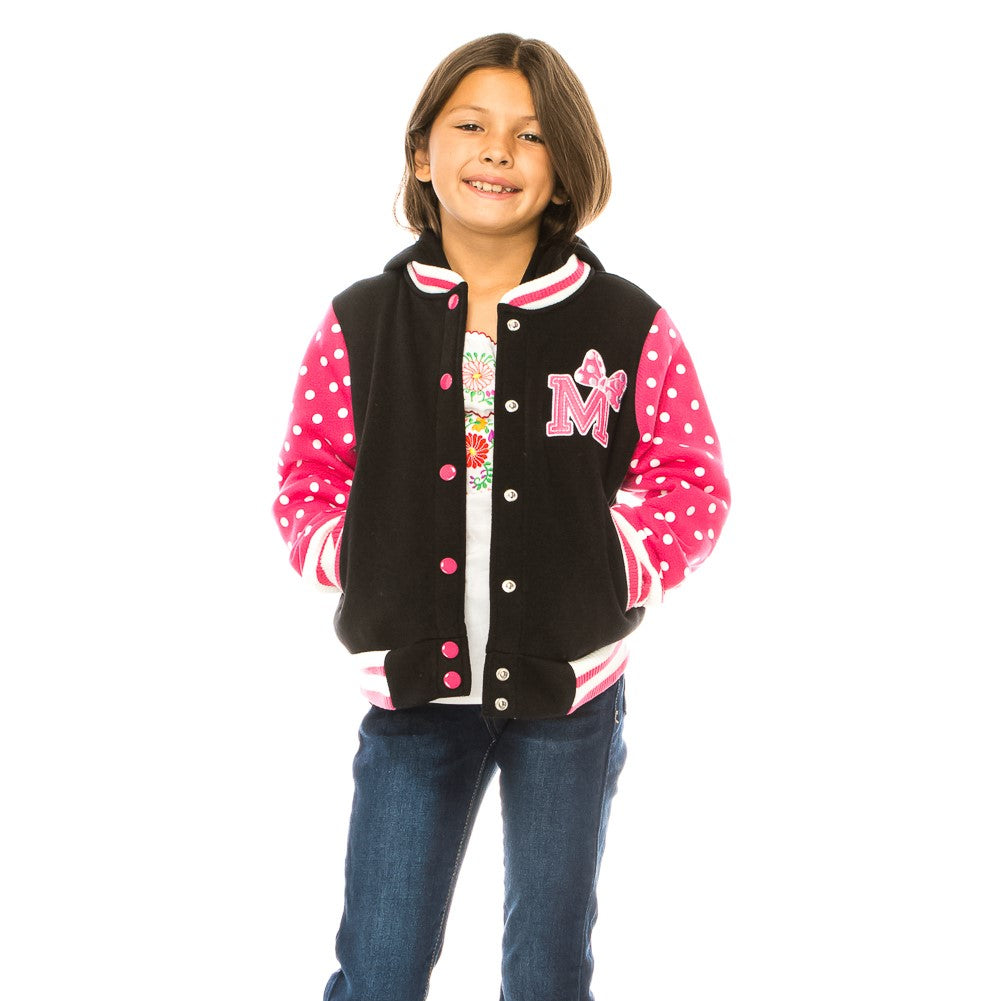 Girl Varsity Jacket With Polka Dots Pink (2-4) $8.5 (S-XL) $9.5 Per Piece