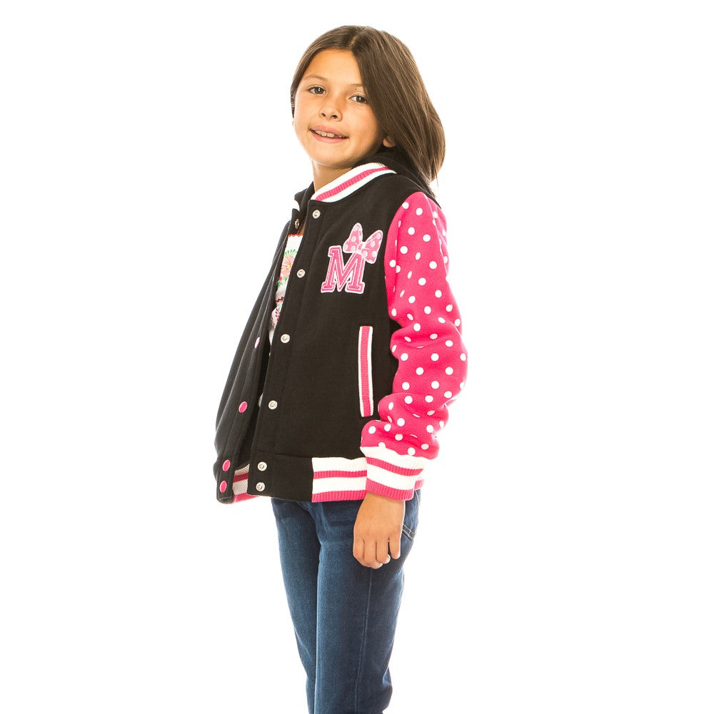 Girl Varsity Jacket With Polka Dots - Pink (2-4) $9.50 (S-XL) $10.50 Per Piece. GJ16117