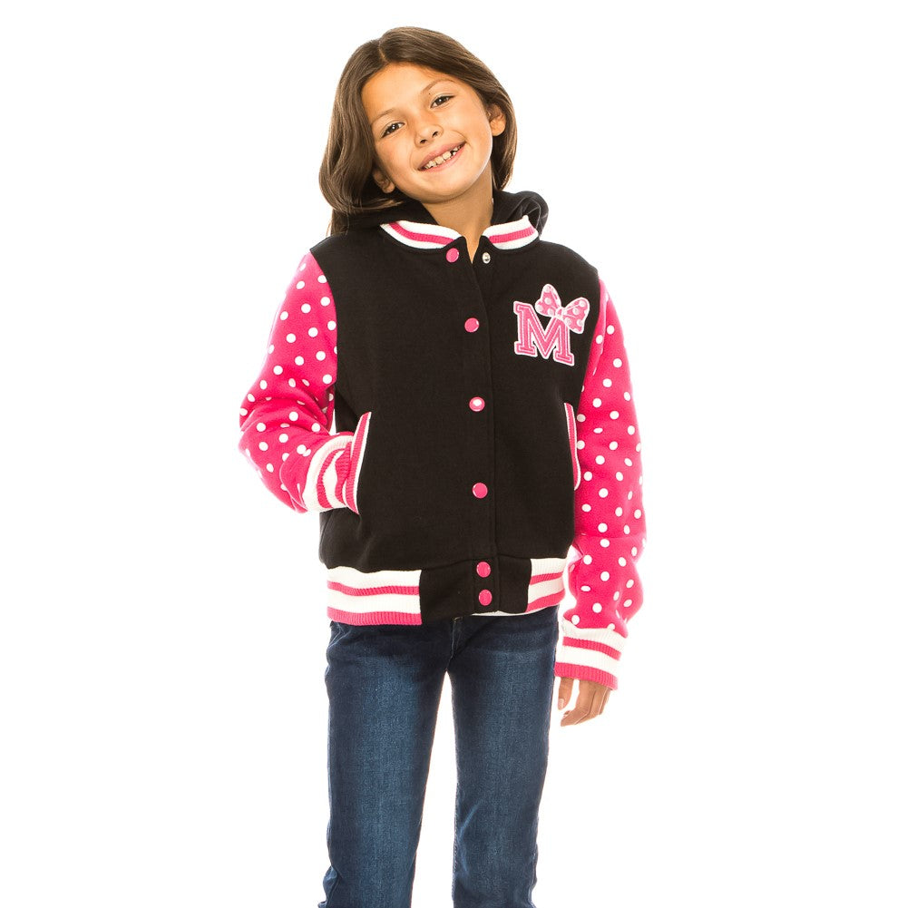 Girl Varsity Jacket With Polka Dots - Pink (2-4) $9.50 (S-XL) $10.50 Per Piece. GJ16117