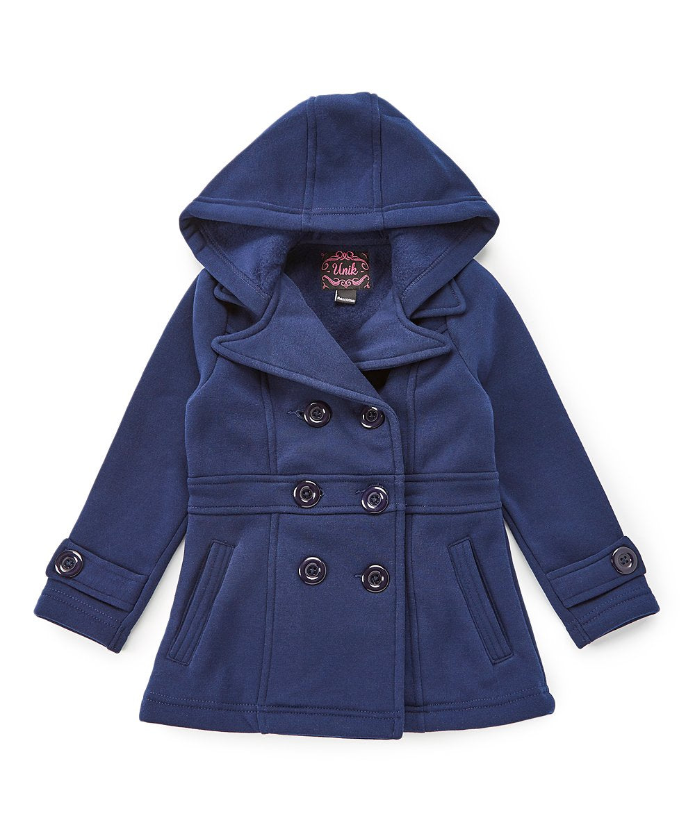 Girl Fleece Coat With Hood - Navy  (2-4) $9.00 and (S-XL) $10.00 Per Piece. GJ17109
